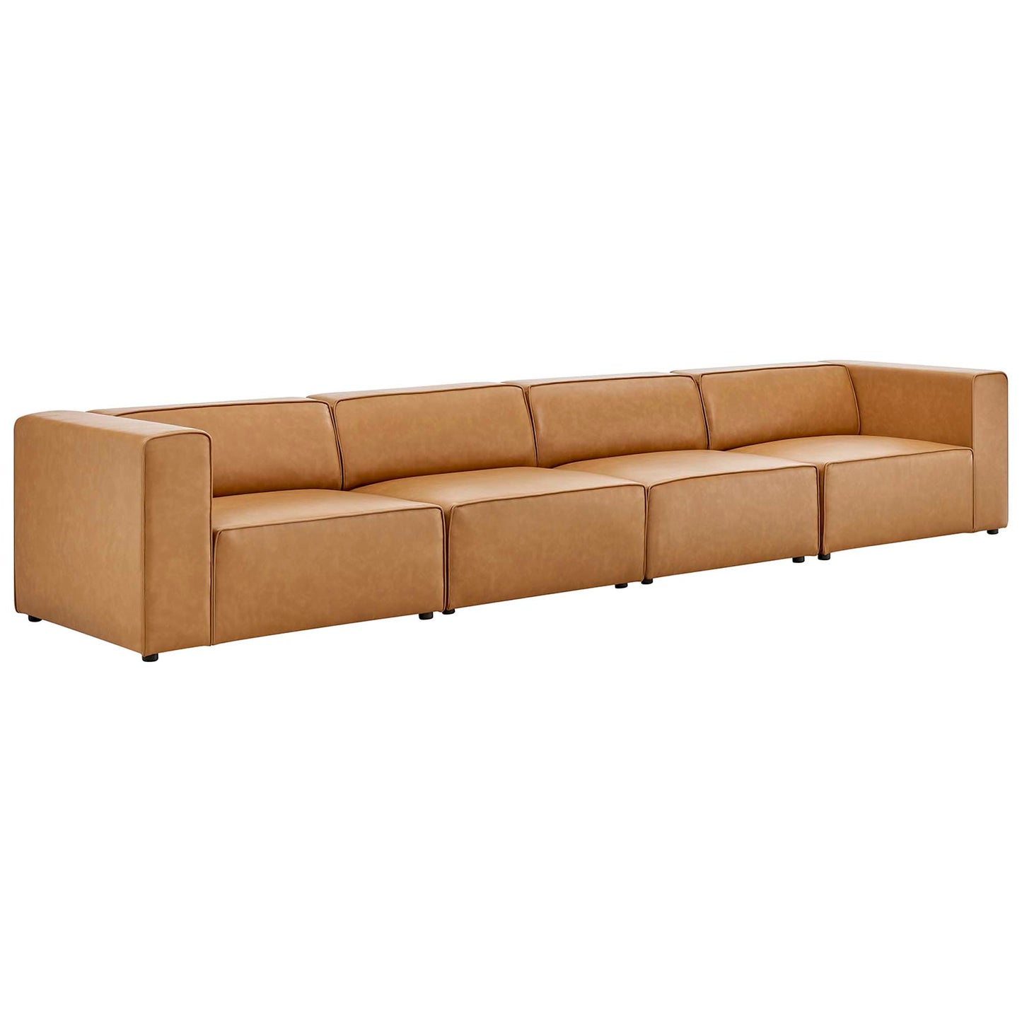Modway - Mingle 4-Piece Vegan Leather Sectional Sofa by Modway  Living Room Sofas and Armchairs Brown - EEI-4793-TAN