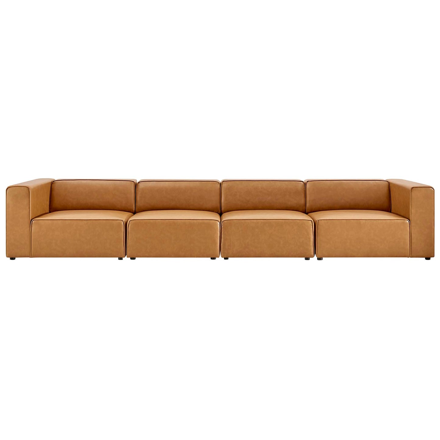 Modway - Mingle 4-Piece Vegan Leather Sectional Sofa by Modway  Living Room Sofas and Armchairs Brown - EEI-4793-TAN