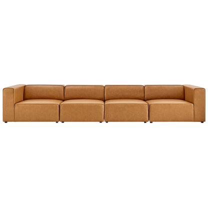 Modway - Mingle 4-Piece Vegan Leather Sectional Sofa by Modway  Living Room Sofas and Armchairs Brown - EEI-4793-TAN