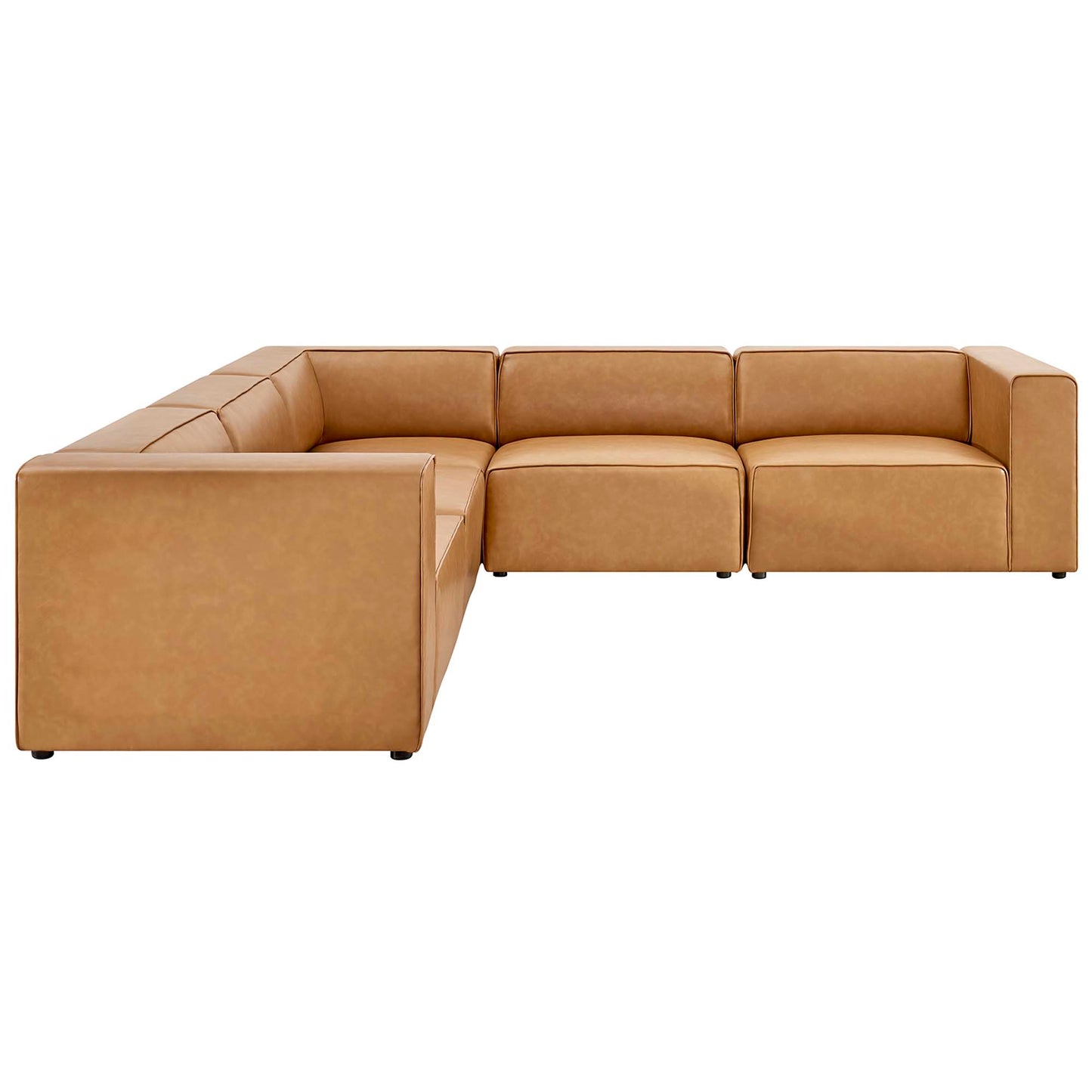 Modway - Mingle 5-Piece Vegan Leather Sectional Sofa by Modway  Living Room Sofas and Armchairs Brown - EEI-4795-TAN