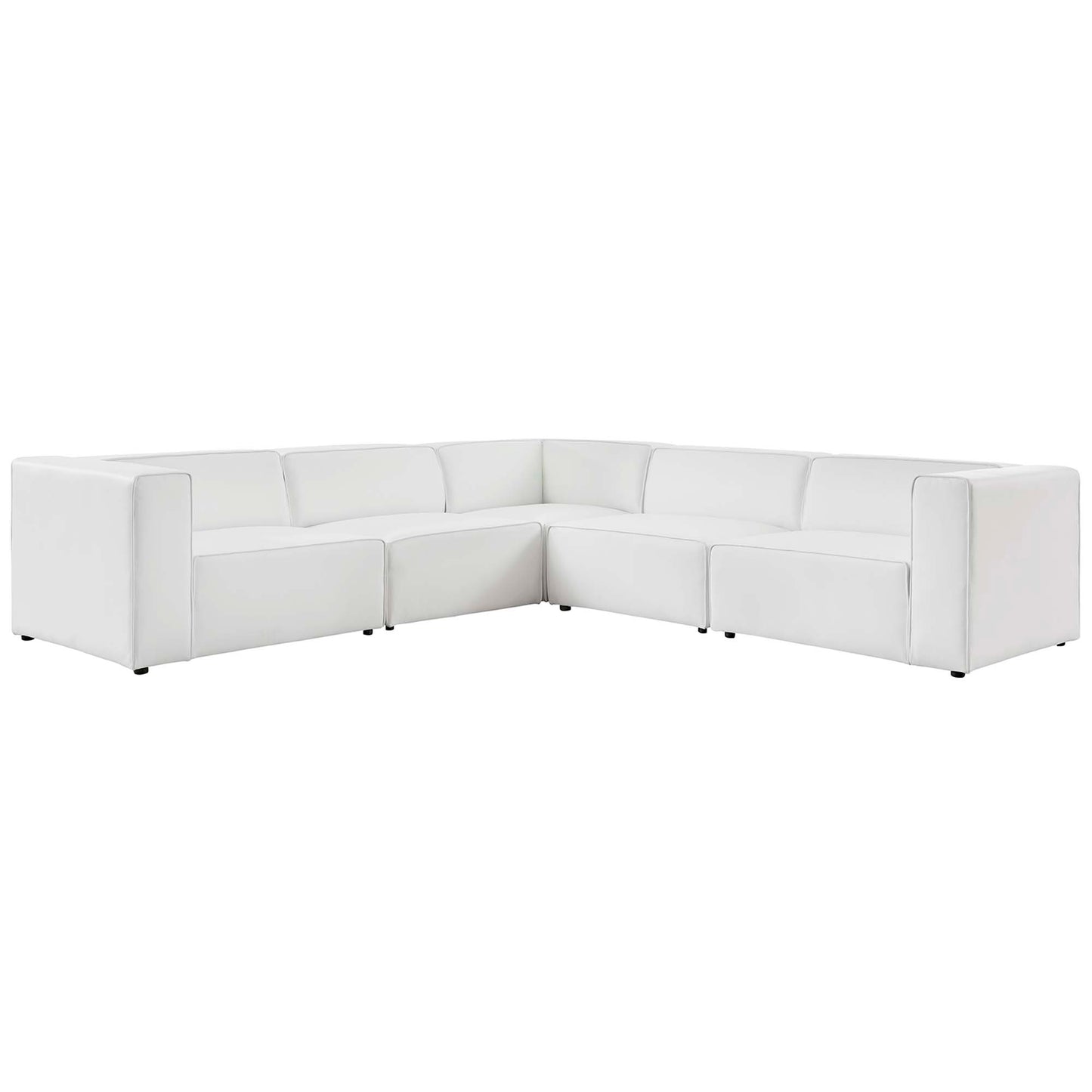 Modway - Mingle 5-Piece Vegan Leather Sectional Sofa by Modway  Living Room Sofas and Armchairs White - EEI-4795-WHI