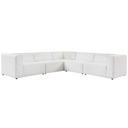 Modway - Mingle 5-Piece Vegan Leather Sectional Sofa by Modway  Living Room Sofas and Armchairs White - EEI-4795-WHI