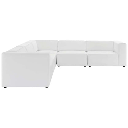 Modway - Mingle 5-Piece Vegan Leather Sectional Sofa by Modway  Living Room Sofas and Armchairs White - EEI-4795-WHI