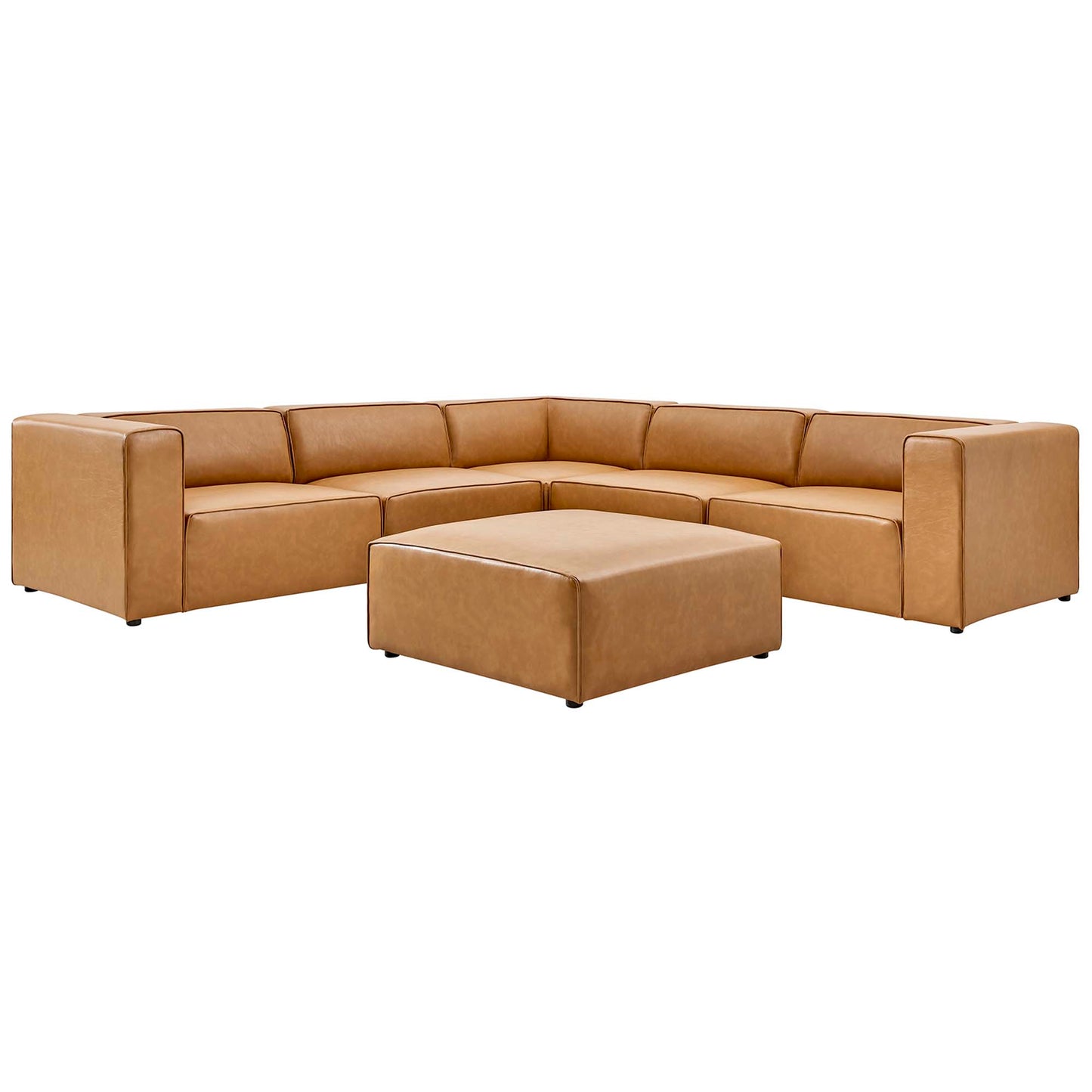Modway - Mingle 6-Piece Vegan Leather Furniture Set by Modway  Living Room Sofas and Armchairs Brown - EEI-4796-TAN