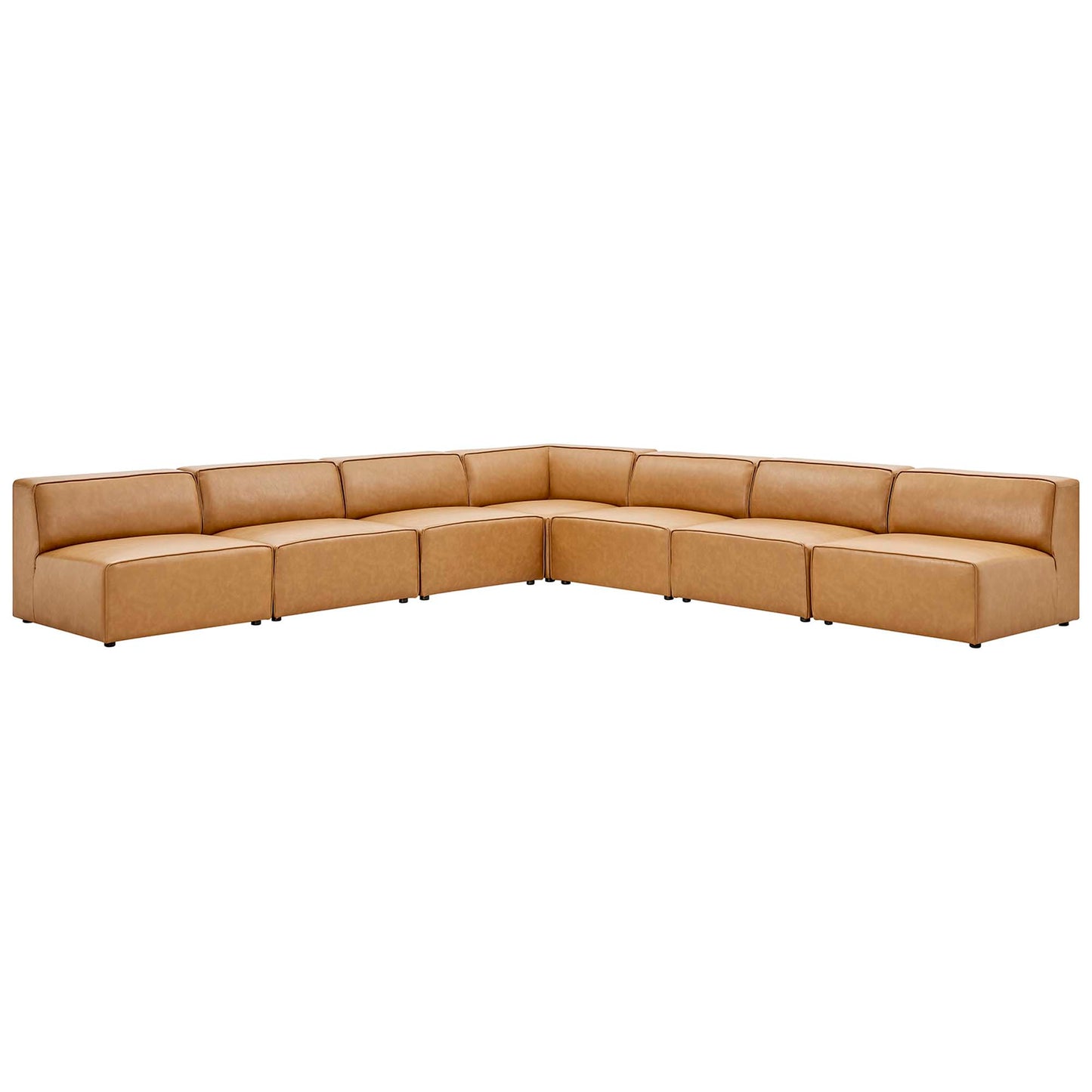 Modway - Mingle 7-Piece Vegan Leather Sectional Sofa by Modway  Living Room Sofas and Armchairs Brown - EEI-4797-TAN