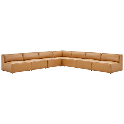 Modway - Mingle 7-Piece Vegan Leather Sectional Sofa by Modway  Living Room Sofas and Armchairs Brown - EEI-4797-TAN
