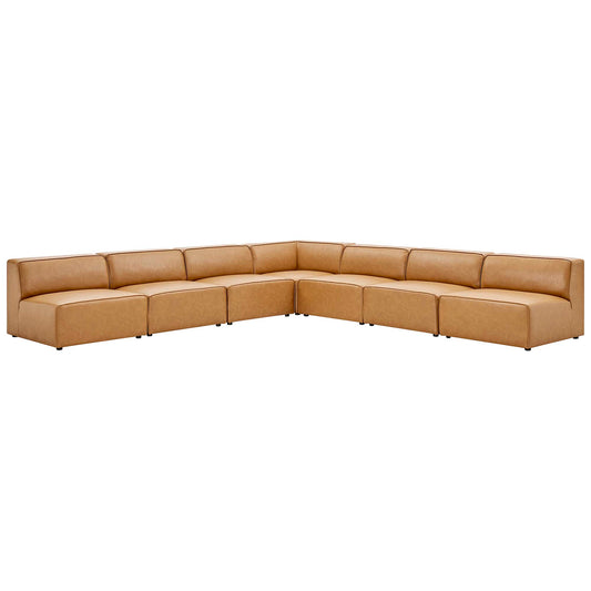Modway - Mingle 7-Piece Vegan Leather Sectional Sofa by Modway  Living Room Sofas and Armchairs Brown - EEI-4797-TAN