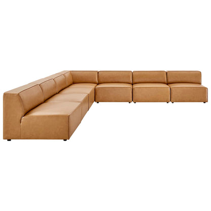Modway - Mingle 7-Piece Vegan Leather Sectional Sofa by Modway  Living Room Sofas and Armchairs Brown - EEI-4797-TAN