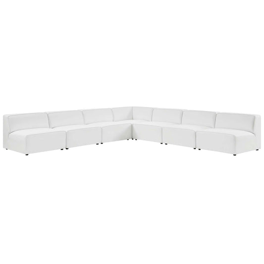 Modway - Mingle 7-Piece Vegan Leather Sectional Sofa by Modway  Living Room Sofas and Armchairs White - EEI-4797-WHI