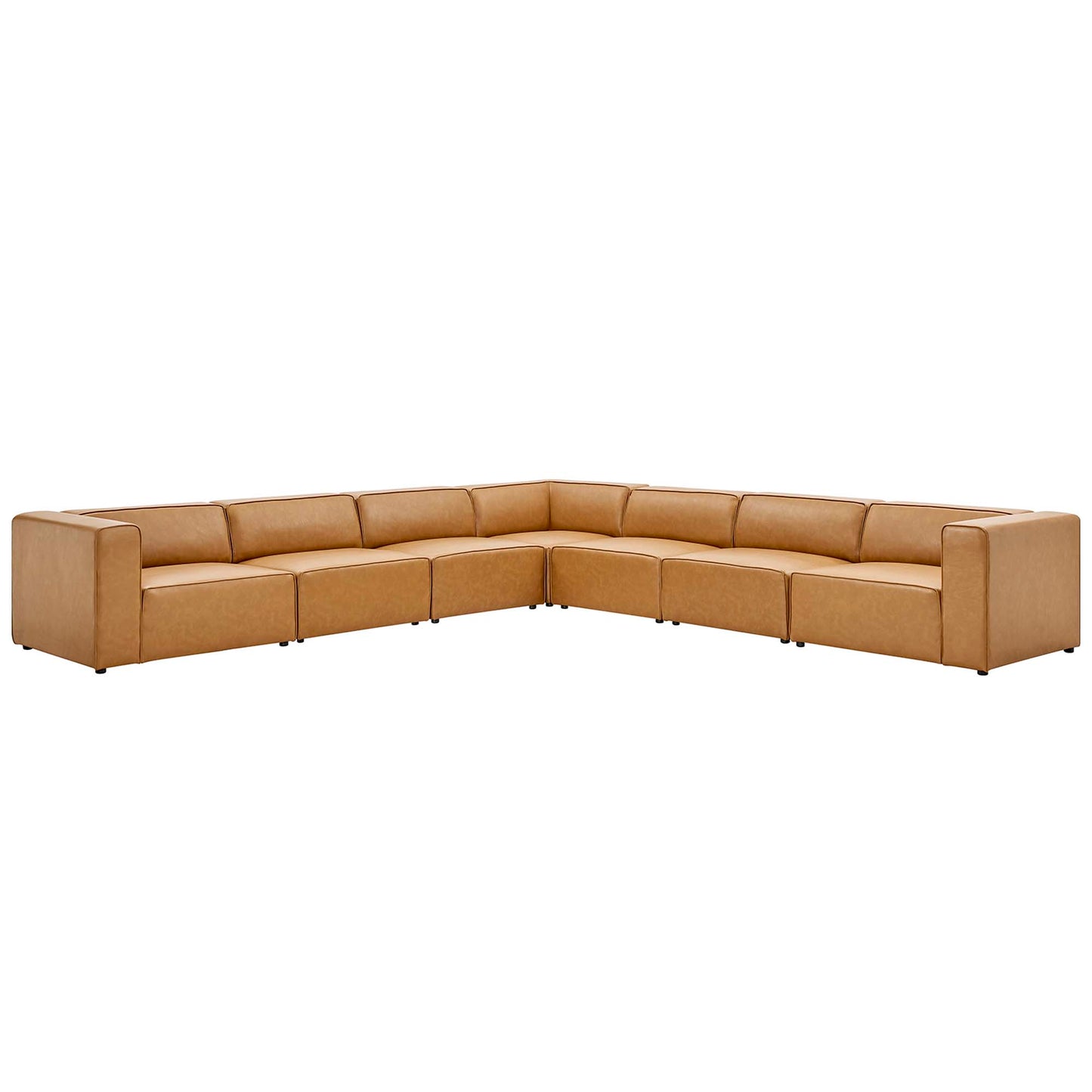 Modway - Mingle 7-Piece Vegan Leather Sectional Sofa by Modway  Living Room Sofas and Armchairs Brown - EEI-4798-TAN