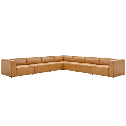 Modway - Mingle 7-Piece Vegan Leather Sectional Sofa by Modway  Living Room Sofas and Armchairs Brown - EEI-4798-TAN