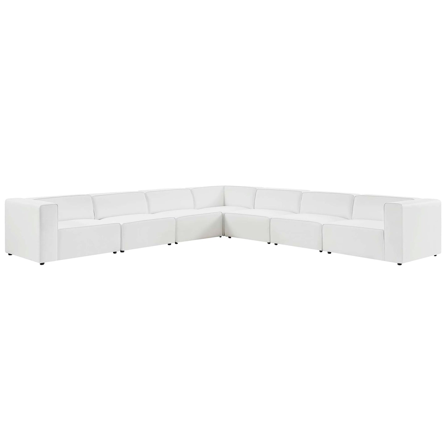 Modway - Mingle 7-Piece Vegan Leather Sectional Sofa by Modway  Living Room Sofas and Armchairs White - EEI-4798-WHI
