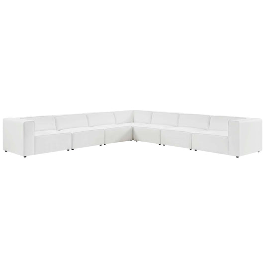 Modway - Mingle 7-Piece Vegan Leather Sectional Sofa by Modway  Living Room Sofas and Armchairs White - EEI-4798-WHI
