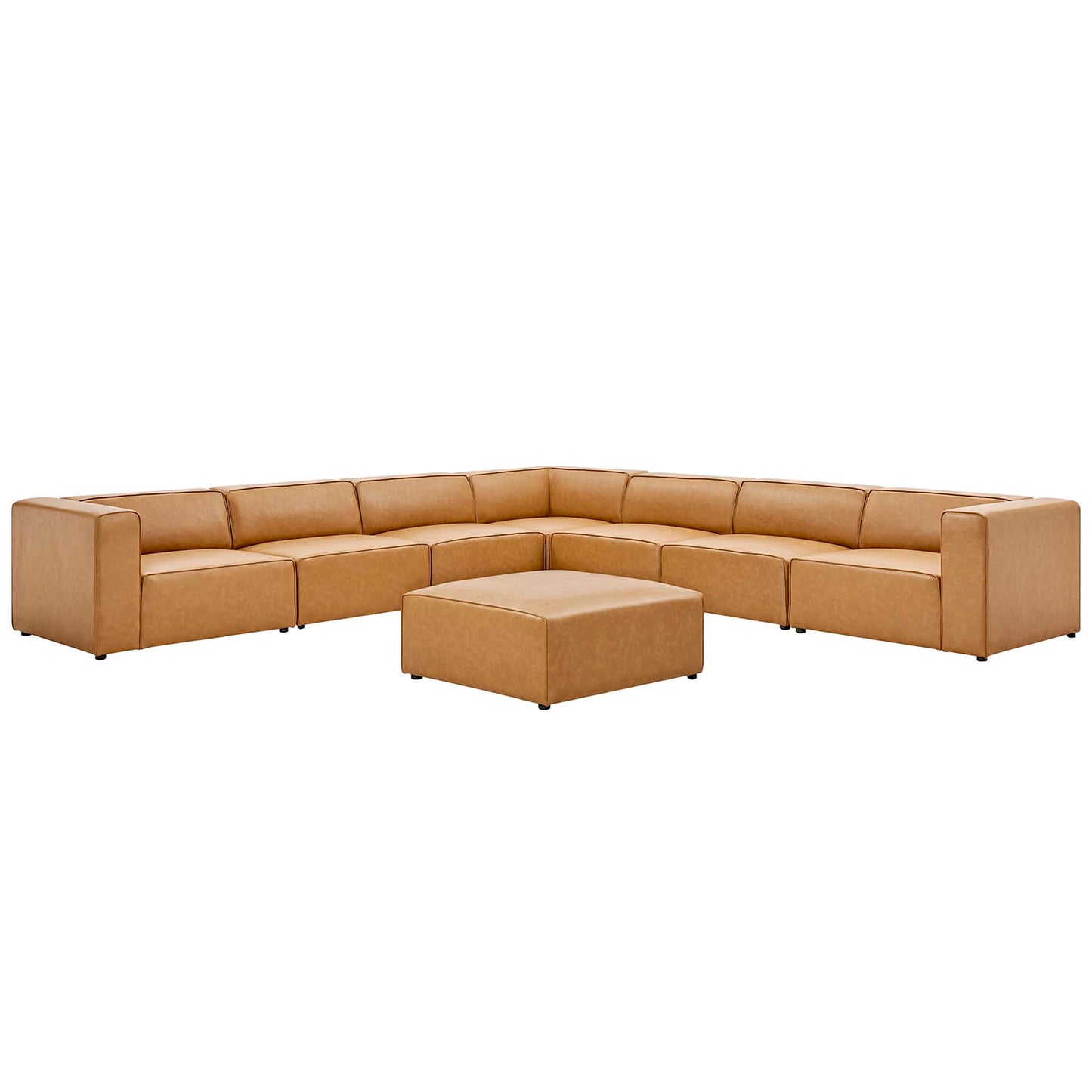 Modway - Mingle 8-Piece Vegan Leather Sectional Sofa Set by Modway  Living Room Sofas and Armchairs Brown - EEI-4799-TAN