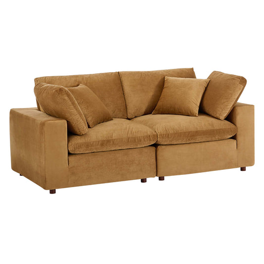 Modway Outlet Commix Down Filled Overstuffed Performance Velvet Loveseat by Modway  Living Room Furniture Cognac - EEI-4816-COG