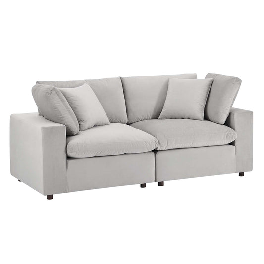 Modway Outlet Commix Down Filled Overstuffed Performance Velvet Loveseat by Modway  Living Room Furniture Light Gray - EEI-4816-LGR