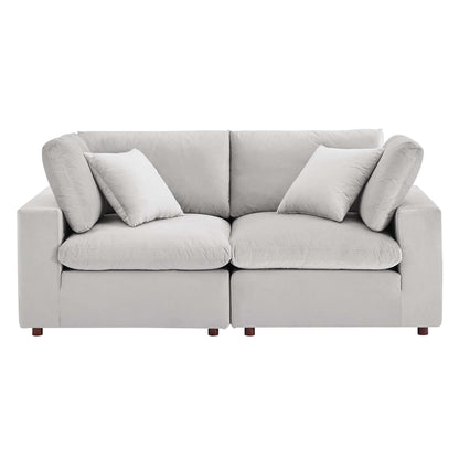 Modway Outlet Commix Down Filled Overstuffed Performance Velvet Loveseat by Modway  Living Room Furniture Light Gray - EEI-4816-LGR