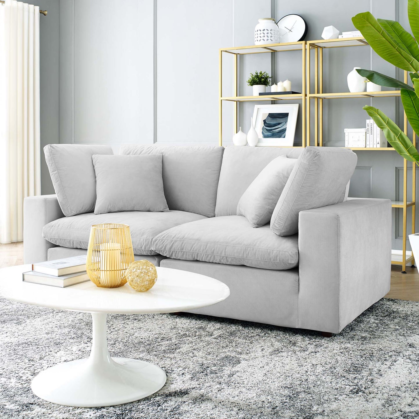 Modway Outlet Commix Down Filled Overstuffed Performance Velvet Loveseat by Modway  Living Room Furniture Light Gray - EEI-4816-LGR