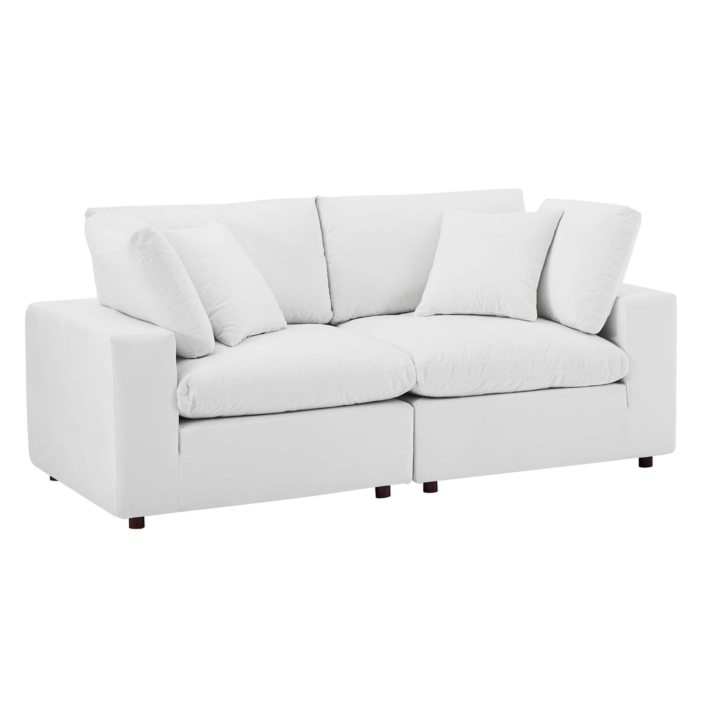 Modway Outlet Commix Down Filled Overstuffed Performance Velvet Loveseat by Modway  Living Room Furniture White - EEI-4816-WHI