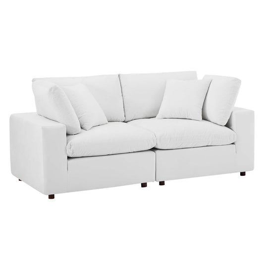 Modway Outlet Commix Down Filled Overstuffed Performance Velvet Loveseat by Modway  Living Room Furniture White - EEI-4816-WHI