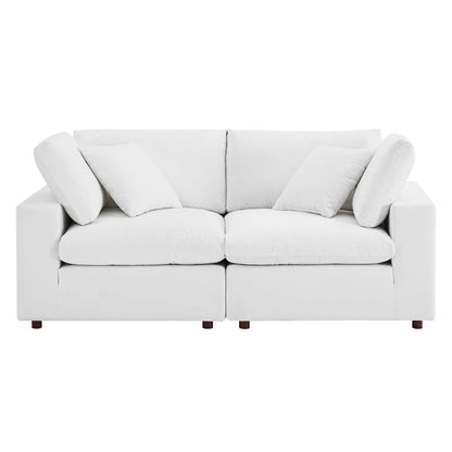 Modway Outlet Commix Down Filled Overstuffed Performance Velvet Loveseat by Modway  Living Room Furniture White - EEI-4816-WHI