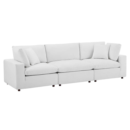 Modway Outlet Commix Down Filled Overstuffed Performance Velvet 3-Seater Sofa by Modway  Living Room Furniture White - EEI-4817-WHI