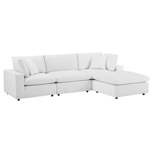 Modway Outlet Commix 4-Piece Down Filled Overstuffed Performance Velvet Sectional Sofa by Modway  Living Room Furniture White - EEI-4818-WHI