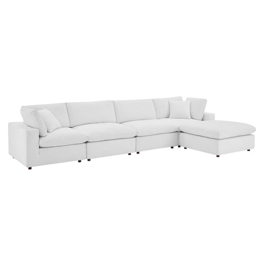 Modway Outlet Commix 5-Piece Down Filled Overstuffed Performance Velvet Sectional Sofa by Modway  Living Room Furniture White - EEI-4820-WHI