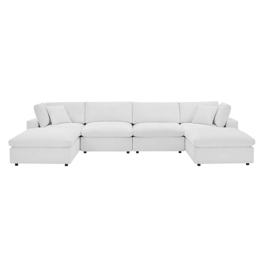 Modway Outlet Commix 6-Piece Down Filled Overstuffed Performance Velvet Sectional Sofa by Modway  Living Room Furniture White - EEI-4821-WHI