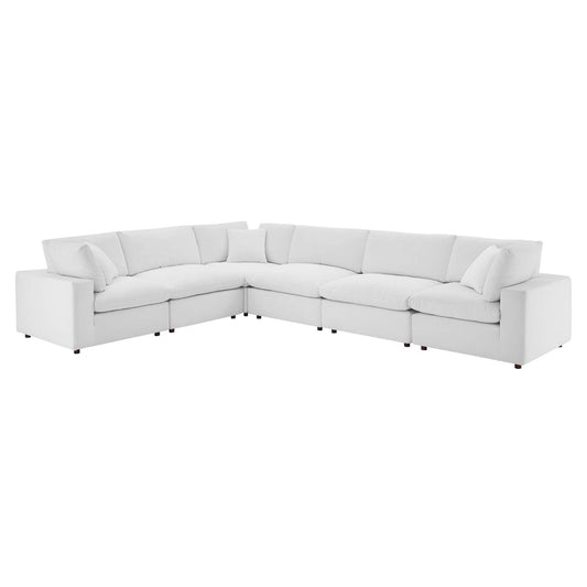 Modway Outlet Commix 6-Piece Down Filled Overstuffed Performance Velvet Sectional Sofa by Modway  Living Room Furniture White - EEI-4824-WHI