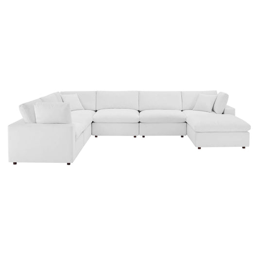 Modway Outlet Commix 7-Piece Down Filled Overstuffed Performance Velvet Sectional Sofa by Modway  Living Room Furniture White - EEI-4825-WHI