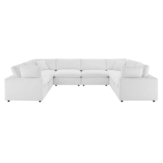 Modway Outlet Commix 8-Piece Down Filled Overstuffed Performance Velvet Sectional Sofa by Modway  Living Room Furniture White - EEI-4826-WHI