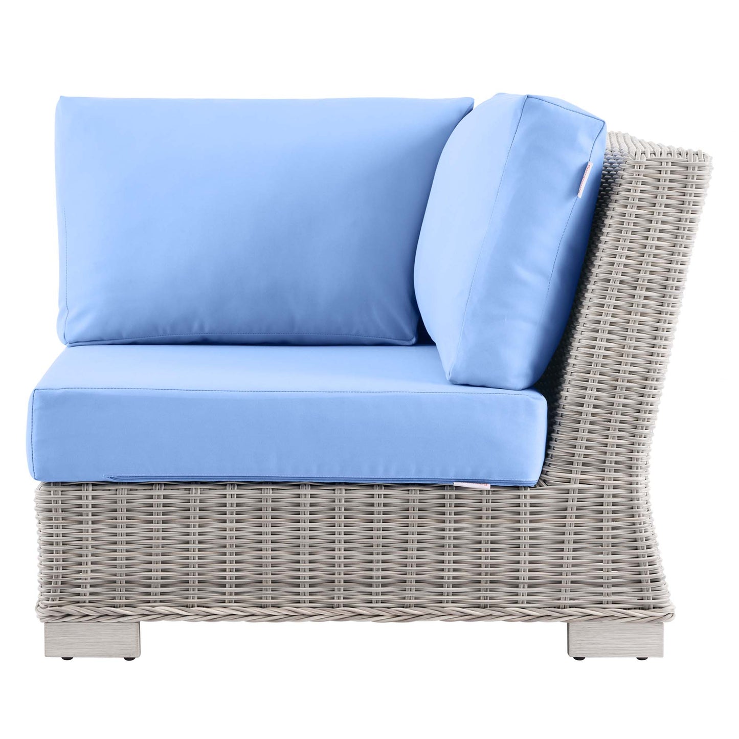 Modway Outlet Conway Outdoor Patio Wicker Rattan Corner Chair by Modway  Outdoor Furniture Furniture Light Gray Light Blue - EEI-4838-LGR-LBU