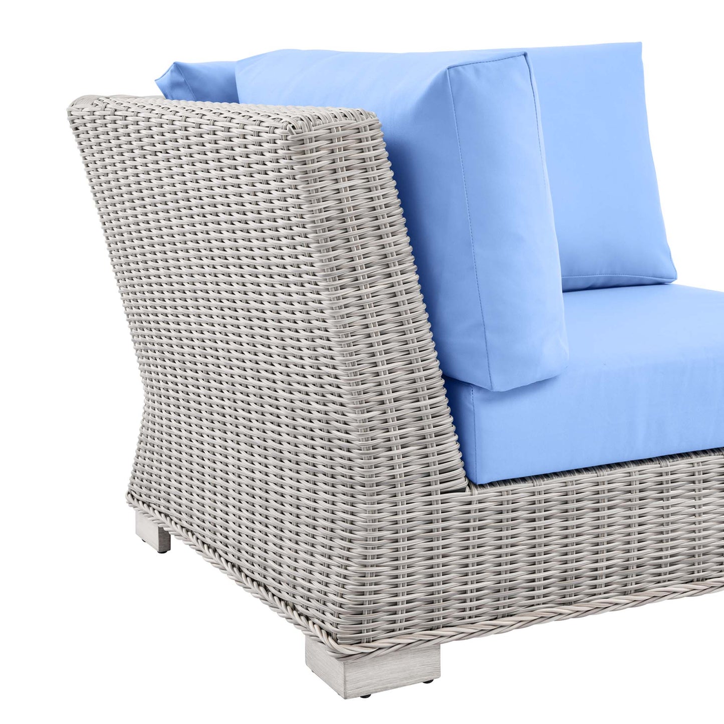 Modway Outlet Conway Outdoor Patio Wicker Rattan Corner Chair by Modway  Outdoor Furniture Furniture Light Gray Light Blue - EEI-4838-LGR-LBU