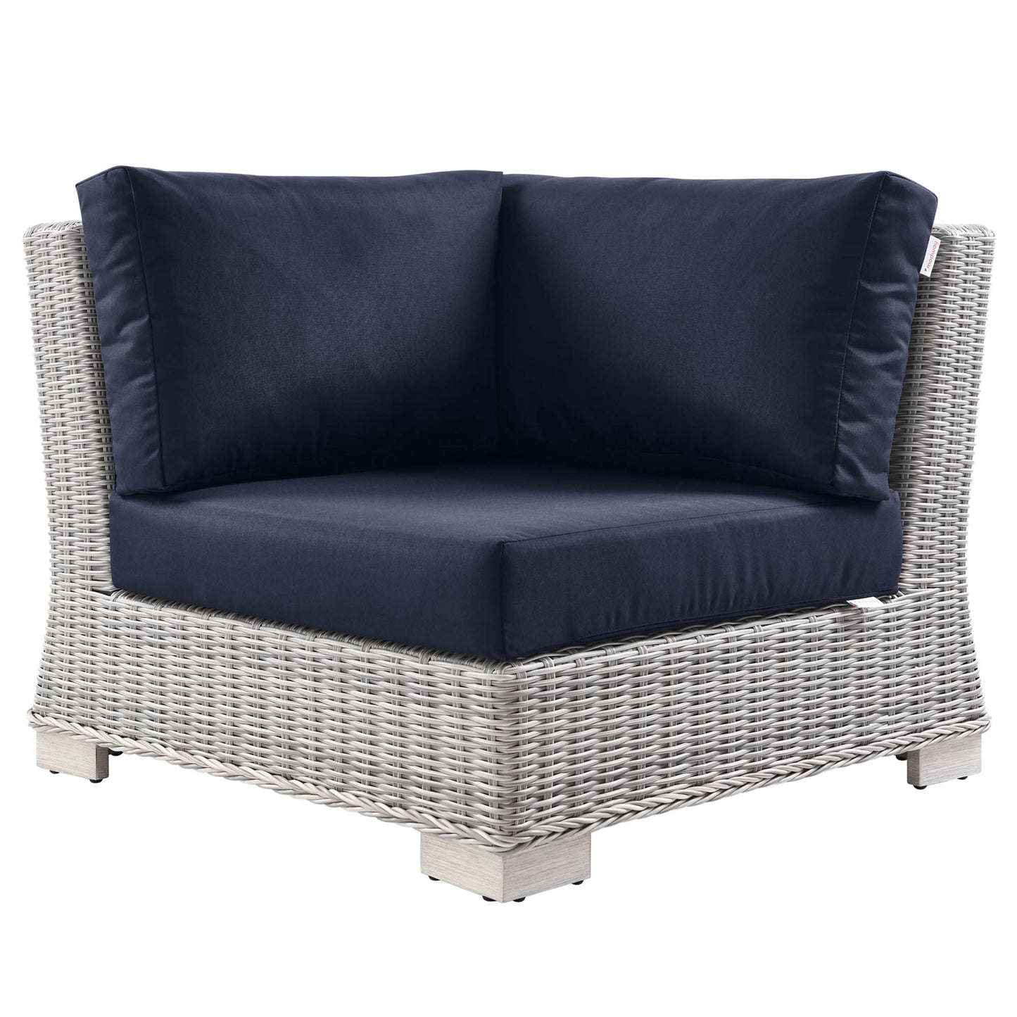 Modway Outlet Conway Outdoor Patio Wicker Rattan Corner Chair by Modway  Outdoor Furniture Furniture Light Gray Navy - EEI-4838-LGR-NAV