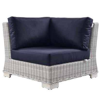 Modway Outlet Conway Outdoor Patio Wicker Rattan Corner Chair by Modway  Outdoor Furniture Furniture Light Gray Navy - EEI-4838-LGR-NAV