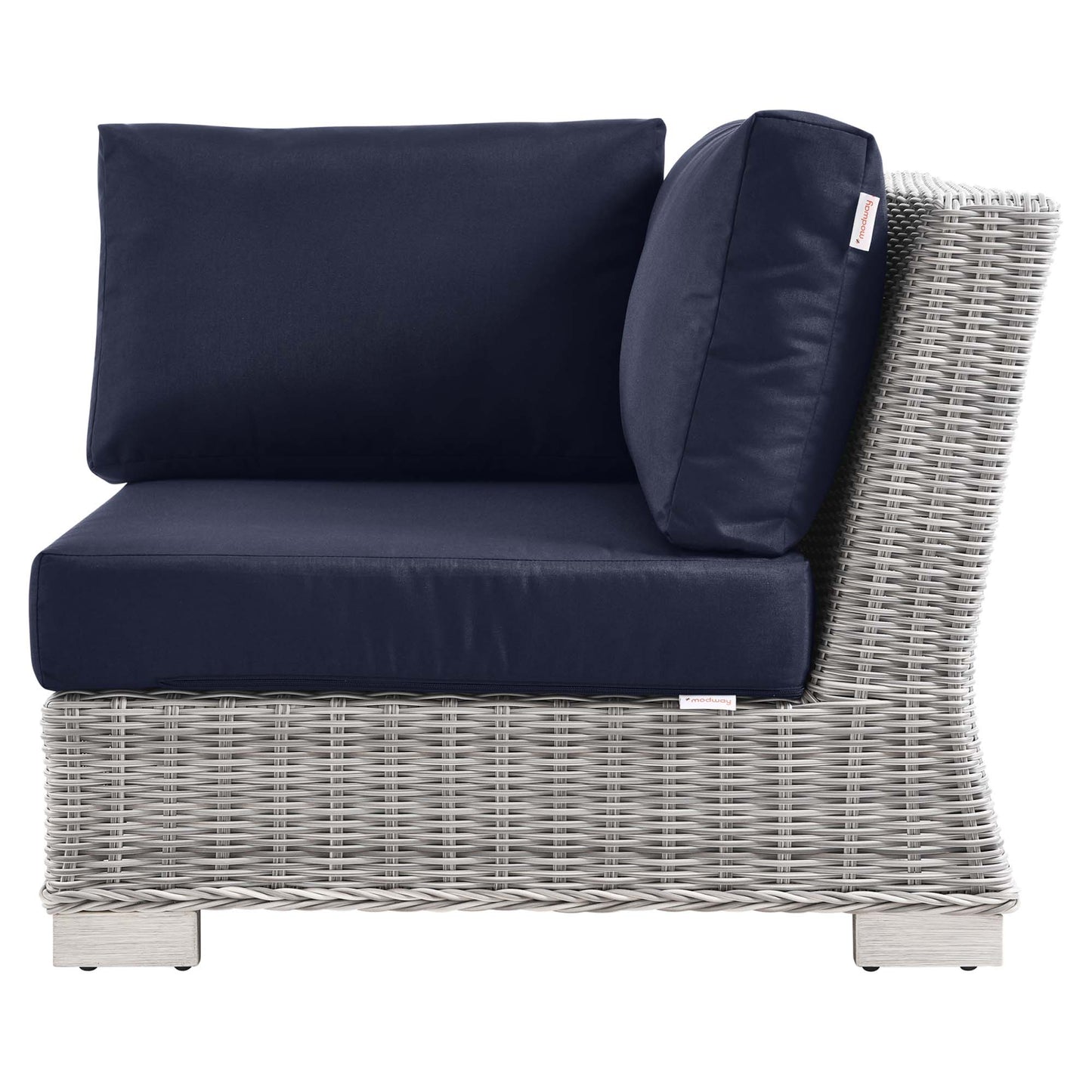 Modway Outlet Conway Outdoor Patio Wicker Rattan Corner Chair by Modway  Outdoor Furniture Furniture Light Gray Navy - EEI-4838-LGR-NAV