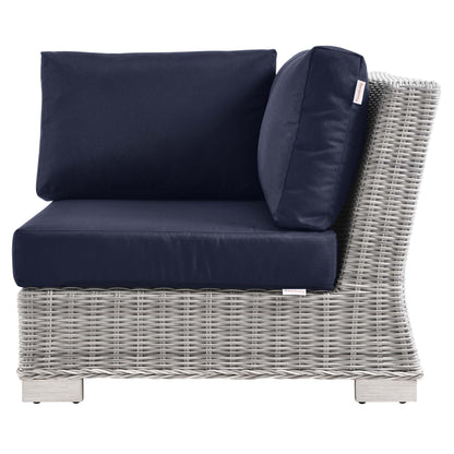 Modway Outlet Conway Outdoor Patio Wicker Rattan Corner Chair by Modway  Outdoor Furniture Furniture Light Gray Navy - EEI-4838-LGR-NAV