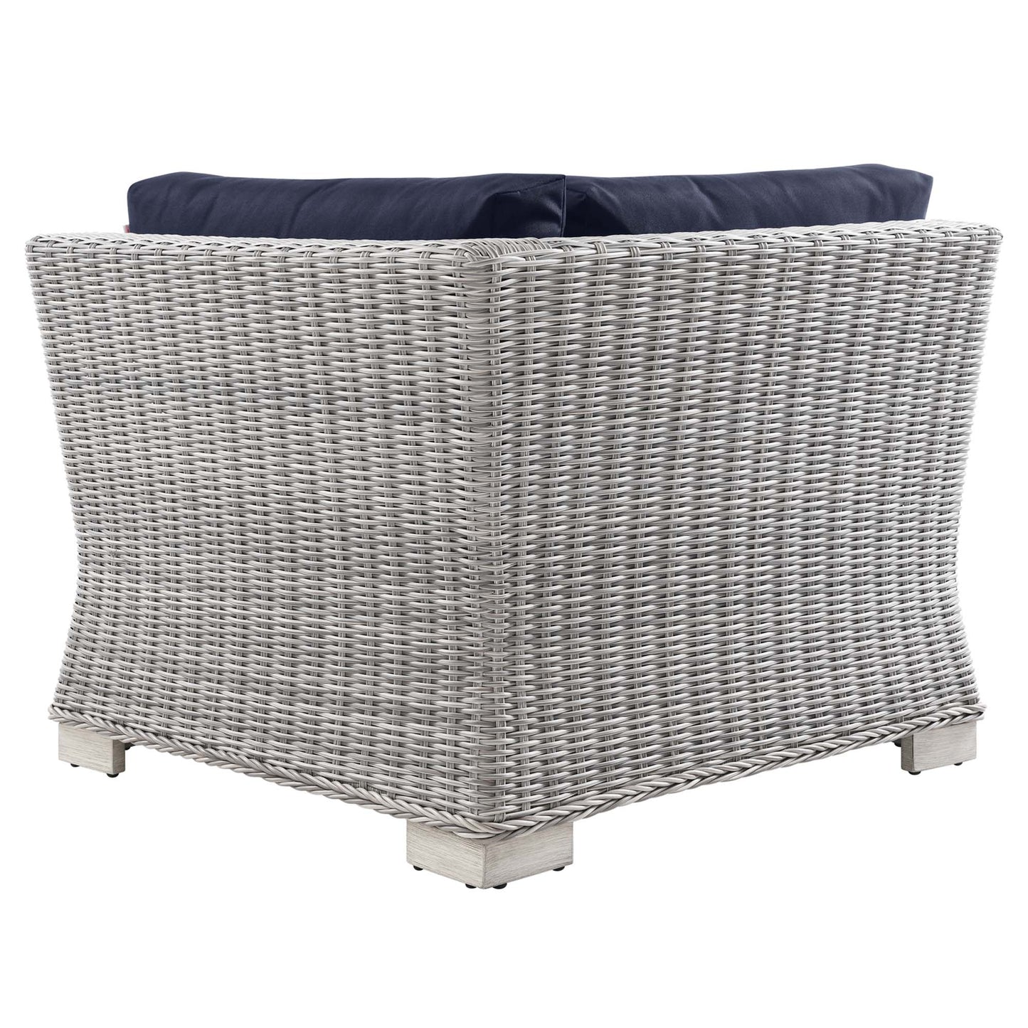 Modway Outlet Conway Outdoor Patio Wicker Rattan Corner Chair by Modway  Outdoor Furniture Furniture Light Gray Navy - EEI-4838-LGR-NAV