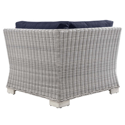 Modway Outlet Conway Outdoor Patio Wicker Rattan Corner Chair by Modway  Outdoor Furniture Furniture Light Gray Navy - EEI-4838-LGR-NAV