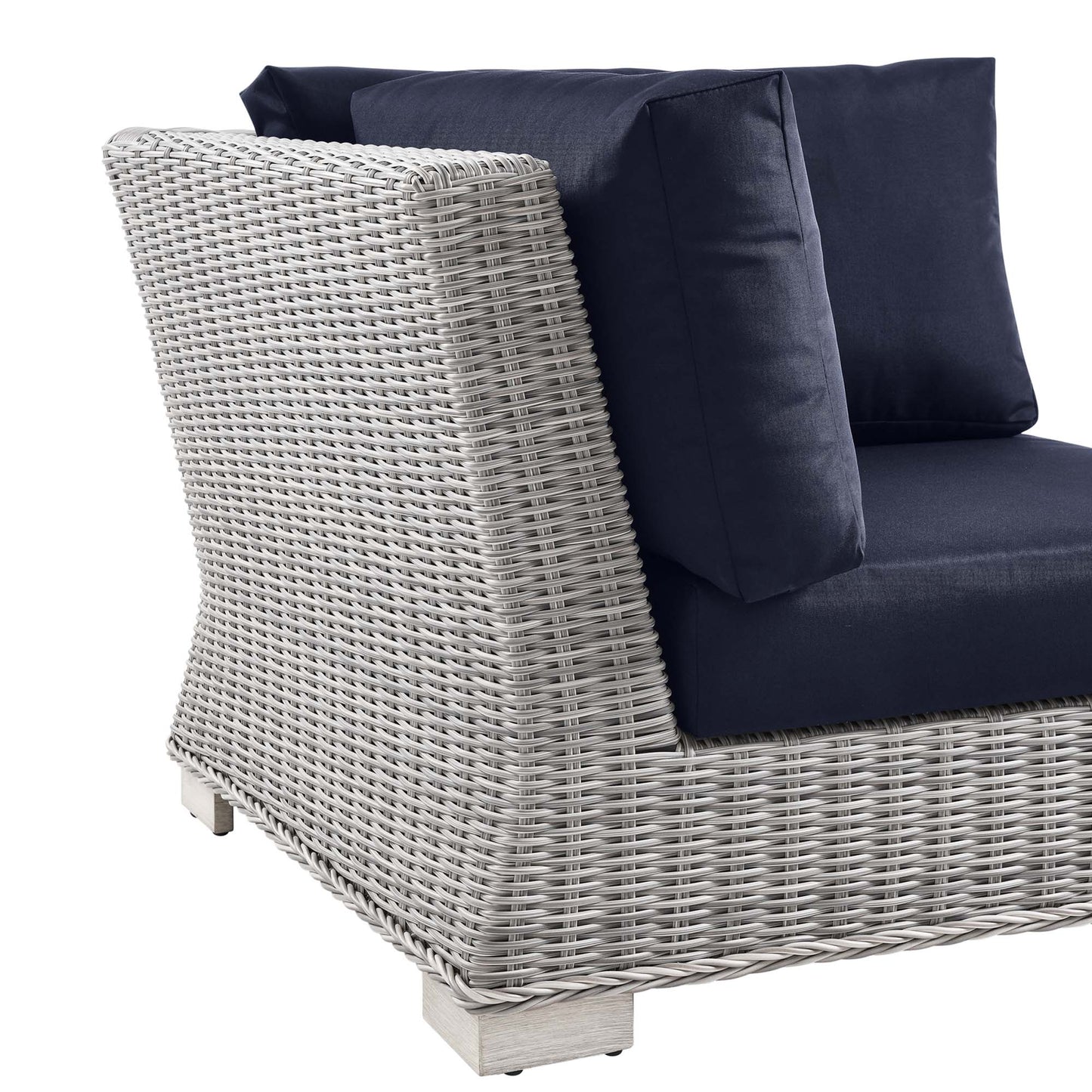 Modway Outlet Conway Outdoor Patio Wicker Rattan Corner Chair by Modway  Outdoor Furniture Furniture Light Gray Navy - EEI-4838-LGR-NAV