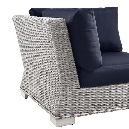 Modway Outlet Conway Outdoor Patio Wicker Rattan Corner Chair by Modway  Outdoor Furniture Furniture Light Gray Navy - EEI-4838-LGR-NAV