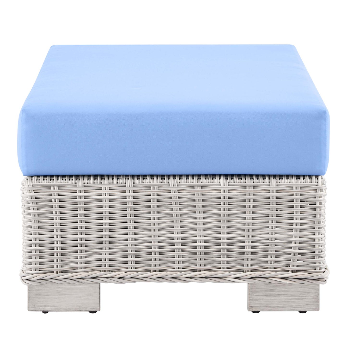 Modway Outlet Conway Outdoor Patio Wicker Rattan Ottoman by Modway  Outdoor Furniture Furniture Light Gray Light Blue - EEI-4839-LGR-LBU