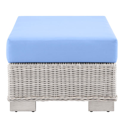 Modway Outlet Conway Outdoor Patio Wicker Rattan Ottoman by Modway  Outdoor Furniture Furniture Light Gray Light Blue - EEI-4839-LGR-LBU