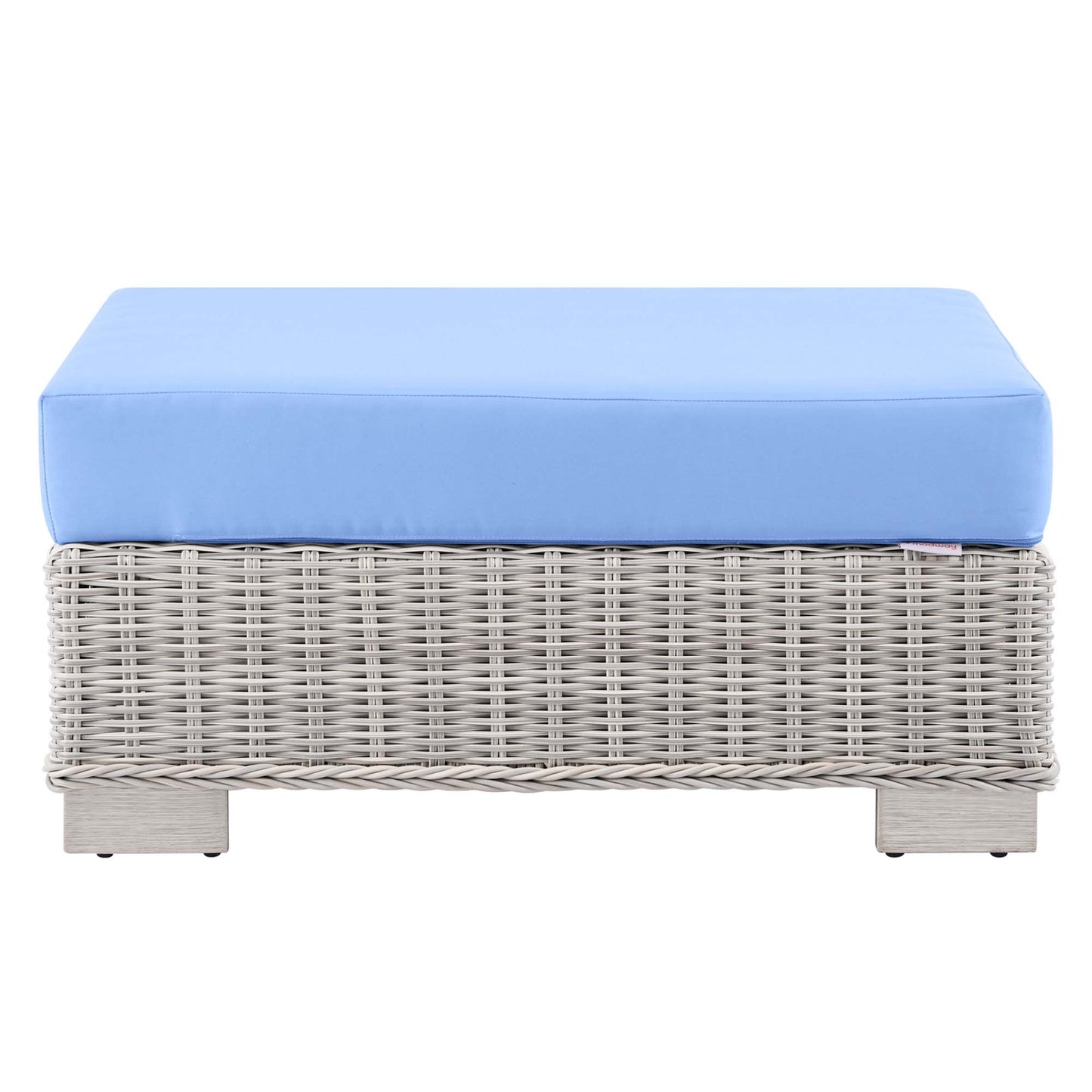 Modway Outlet Conway Outdoor Patio Wicker Rattan Ottoman by Modway  Outdoor Furniture Furniture Light Gray Light Blue - EEI-4839-LGR-LBU
