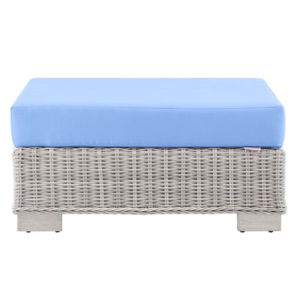 Modway Outlet Conway Outdoor Patio Wicker Rattan Ottoman by Modway  Outdoor Furniture Furniture Light Gray Light Blue - EEI-4839-LGR-LBU