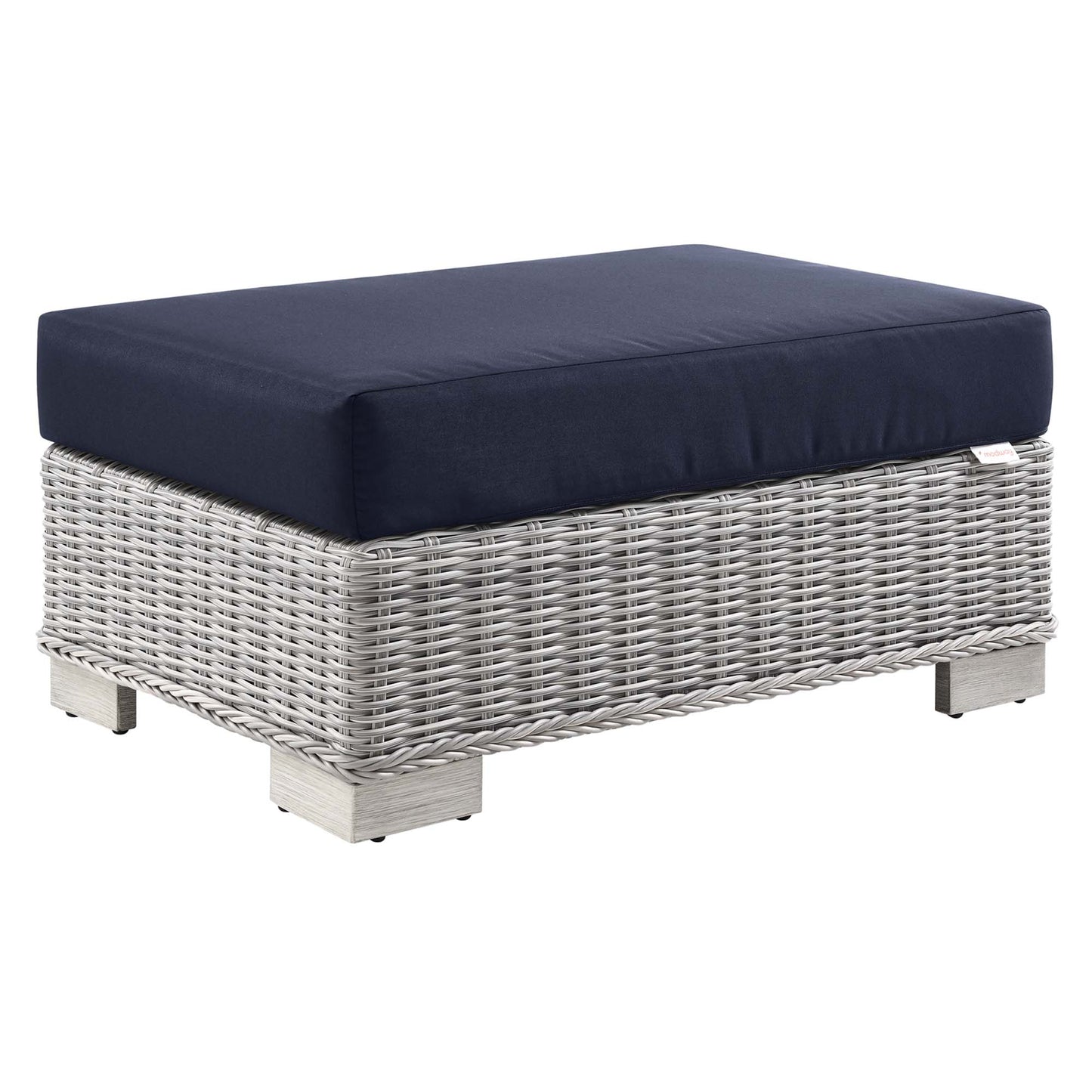 Modway Outlet Conway Outdoor Patio Wicker Rattan Ottoman by Modway  Outdoor Furniture Furniture Light Gray Navy - EEI-4839-LGR-NAV