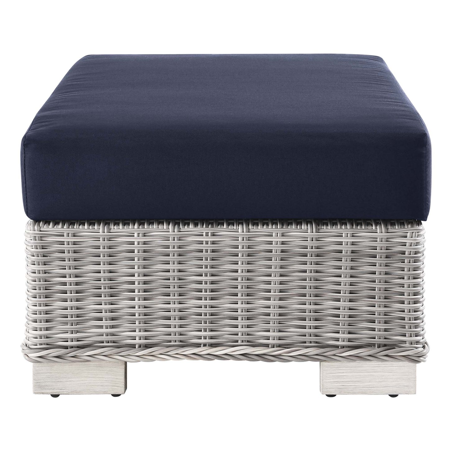 Modway Outlet Conway Outdoor Patio Wicker Rattan Ottoman by Modway  Outdoor Furniture Furniture Light Gray Navy - EEI-4839-LGR-NAV