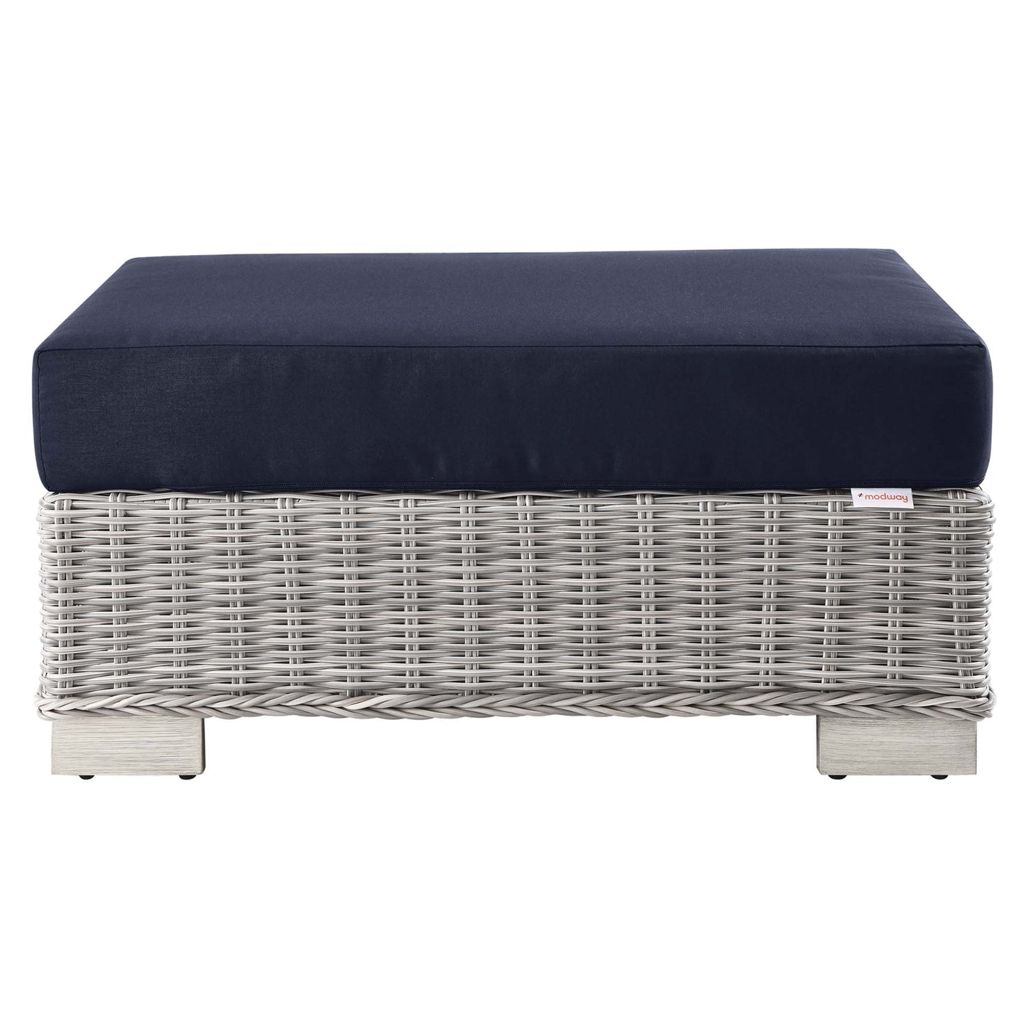 Modway Outlet Conway Outdoor Patio Wicker Rattan Ottoman by Modway  Outdoor Furniture Furniture Light Gray Navy - EEI-4839-LGR-NAV