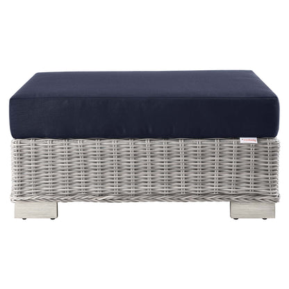 Modway Outlet Conway Outdoor Patio Wicker Rattan Ottoman by Modway  Outdoor Furniture Furniture Light Gray Navy - EEI-4839-LGR-NAV